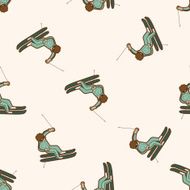 ski cartoon seamless pattern background N7