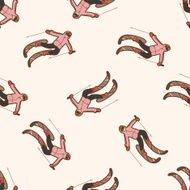 ski cartoon seamless pattern background N9