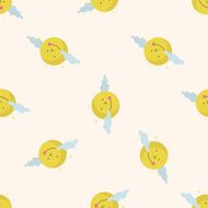 weather sunny day cartoon seamless pattern background N3