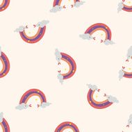 weather rainbow cartoon seamless pattern background N3