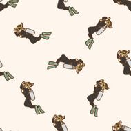 Water Sports cartoon seamless pattern background N20