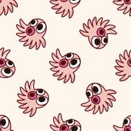 Octopus cartoon seamless pattern background