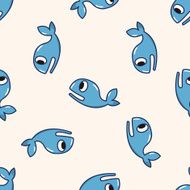 Whale cartoon seamless pattern background
