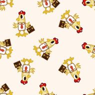 animal cock worker cartoon seamless pattern background N2