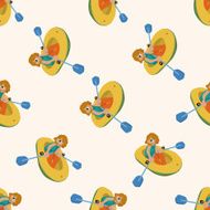 Water Sports cartoon seamless pattern background N22