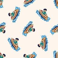 Water Sports cartoon seamless pattern background N23