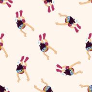 Water Sports cartoon seamless pattern background N29