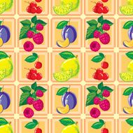 pattern of ripe lemon raspberry cherry and plum