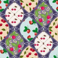 Seamless berry pattern patchwork design
