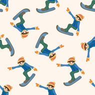 Skiers cartoon seamless pattern background N2