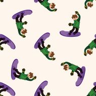 Skiers cartoon seamless pattern background N3