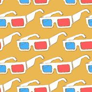 Sketch 3d glasses in vintage style