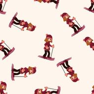 Skiers cartoon seamless pattern background N5
