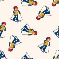 Skiers cartoon seamless pattern background N6