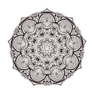 Ornament black white card with mandala N4