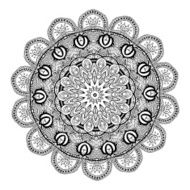 Ornament black white card with mandala N5