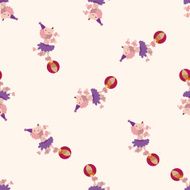 circus animal cartoon seamless pattern background N16