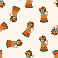 circus animal cartoon seamless pattern background N17