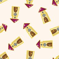 Building house tower cartoon seamless pattern background N3