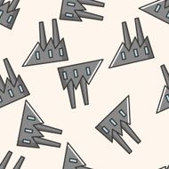 Building house factory cartoon seamless pattern background