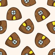 Building house tower cartoon seamless pattern background N8