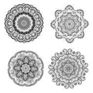 Ornament black white card with mandala N6