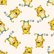 animal tiger cartoon seamless pattern background N3