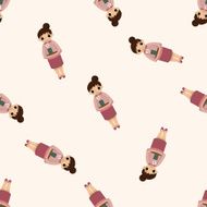 Office workers cartoon seamless pattern background N66