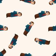 Office workers cartoon seamless pattern background N68
