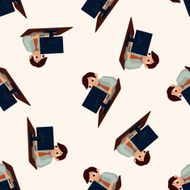 Office workers cartoon seamless pattern background N69