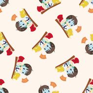 Office workers cartoon seamless pattern background N77