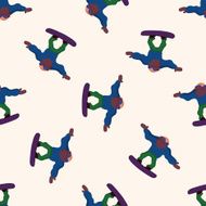 Extreme Sports cartoon seamless pattern background N38