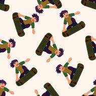 Extreme Sports cartoon seamless pattern background N41