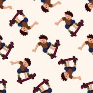 Extreme Sports cartoon seamless pattern background N43