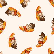 Water Sports cartoon seamless pattern background N37