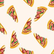 fast foods pizza cartoon seamless pattern background