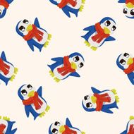 animal penguin cartoon seamless pattern background N2