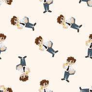 Office workers cartoon seamless pattern background N83