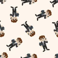 Office workers cartoon seamless pattern background N89