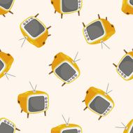Home appliances theme tv cartoon seamless pattern background N8