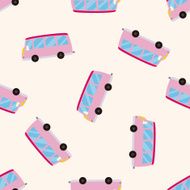 transportation bus cartoon seamless pattern background