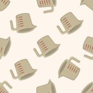 kitchenware measuring cup cartoon seamless pattern background N2