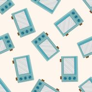 Kitchenware microwave oven cartoon seamless pattern background N3