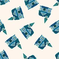 Building house cartoon seamless pattern background N10