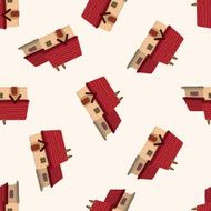 Building house cartoon seamless pattern background N14
