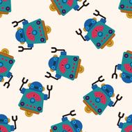 robot cartoon seamless pattern background N49