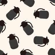 coffee kettle cartoon seamless pattern background N7