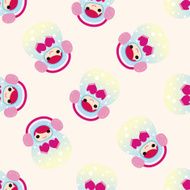 Matryoshka Russian traditional wooden doll cartoon seamless pattern background N25