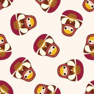 Matryoshka Russian traditional wooden doll cartoon seamless pattern background N28