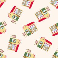 Building shop cartoon seamless pattern background
